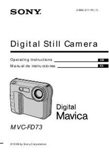 Sony MVC FD 73 manual. Camera Instructions.